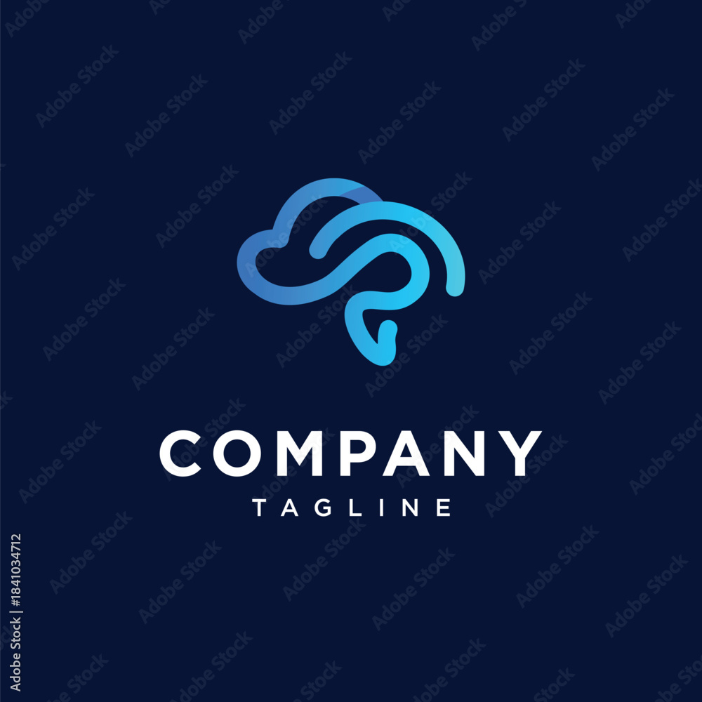 Fototapeta premium Cloud Think and Brain Logo Icon Vector