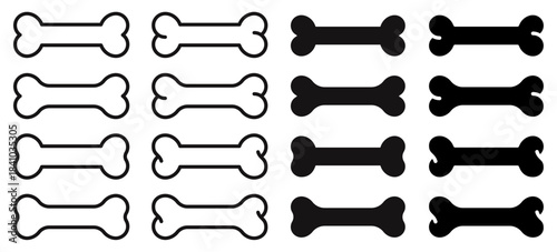 様々な形の骨、ペット用の犬の骨のベクターイラストセット