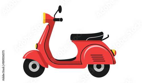 a vibrant red vintage scooter is depicted in a side view showcasing its classic design and charming appeal perfect for urban commuting high quality professional
