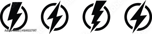 circle, description:, white, power, four, identical, [converted], electricity, symbols, bolt, (336), graphic, icons, abstract, illustration, silhouette, lightning, charge, design, vector, displayed, e