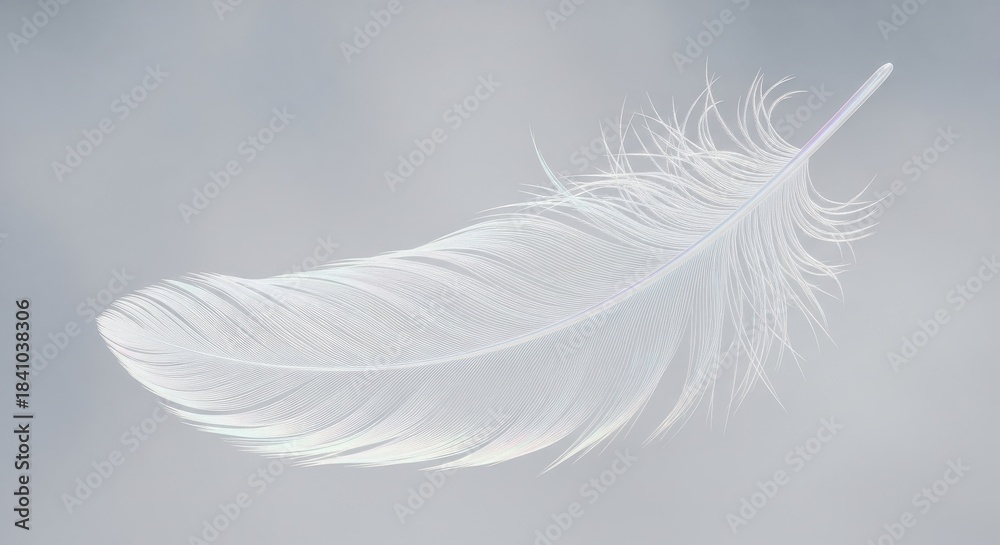 Obraz premium Delicate White Feather Floating Gently on Soft Background