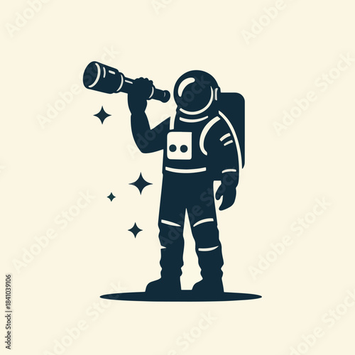 Astronaut Gazing Through Telescope in Space Exploration.
