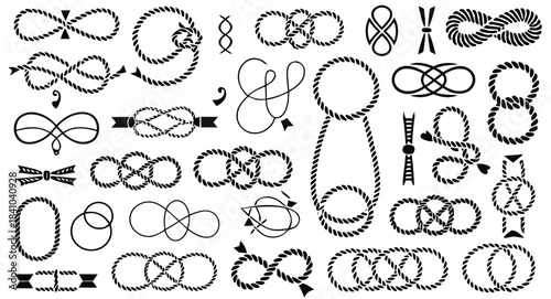 Nautical rope knot collection vector graphic assortment of maritime fasteners