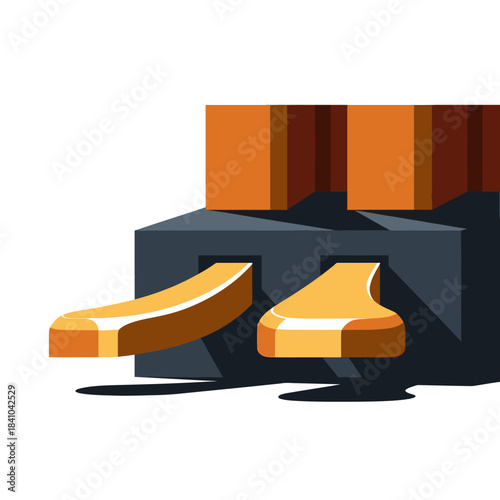 A sleek, modern flat design illustration of an electrical plug connector featuring two golden prongs, symbolizing power and essential technological connection.