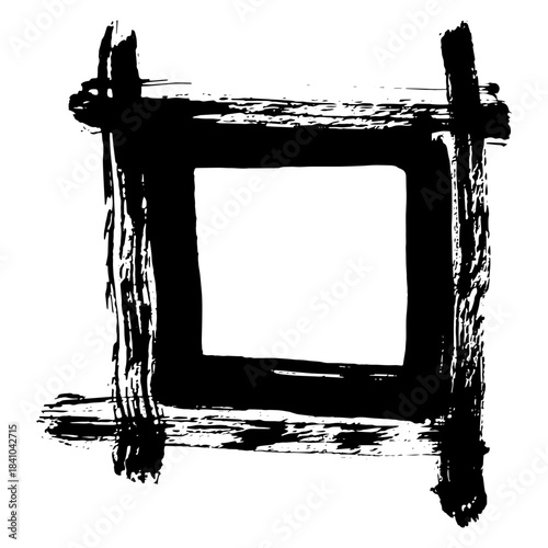Hand drawn black brush strokes to create a textured frame design