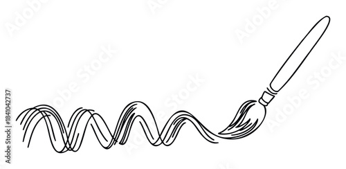Paintbrush creating a swirling wavy line of paint, suitable for graphic backgrounds, creative concepts, and visual storytelling.