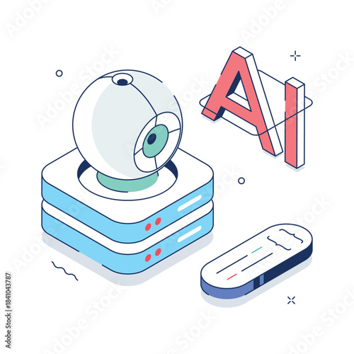 Well designed amazing isometric style illustration of robot server