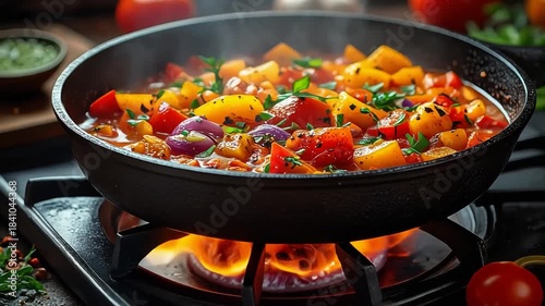 Snowy European street decorated with Christmas trees, warm lanterns, and festive garlands, creating a magical winter holiday atmosphere.