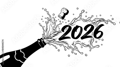 Champagne pop 2026 new year celebration