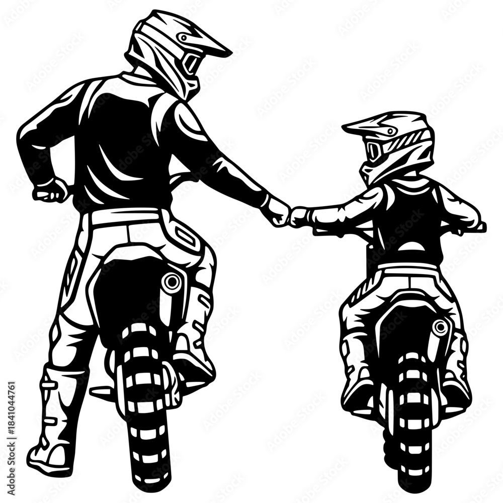 Fototapeta premium Pai e Filho Andando de Motocross