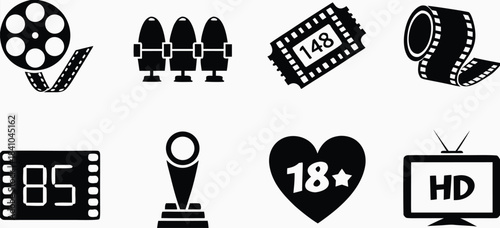 Film reel cinema icons movie award hd tv

