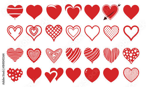 Vector hearts set for Valentine's Day

