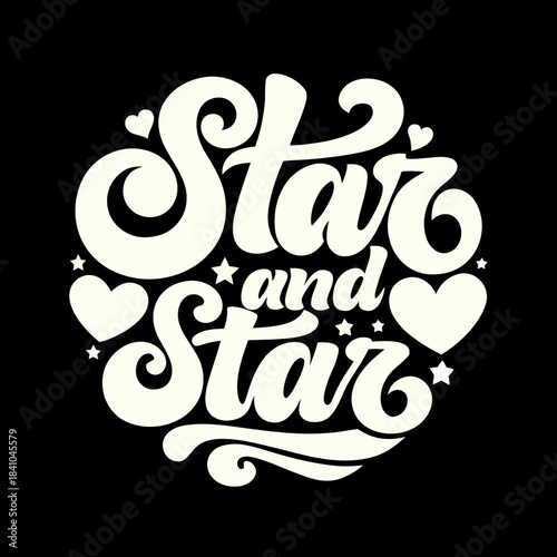 Creamy white typography star and star with hearts star and star typography