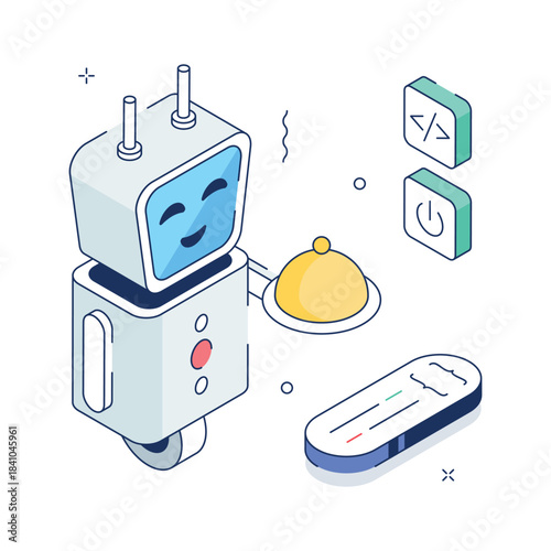 Have a look at this amazing isometric illustration of robot servant