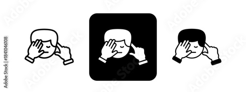 Indifference  Solid color and black line drawing vector illustration set