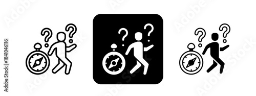 Aimless  Solid color and black line drawing vector illustration set