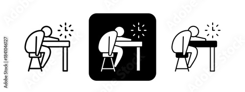 Sluggish  Solid color and black line drawing vector illustration set