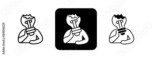 Uninspired  Solid color and black line drawing vector illustration set