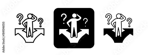 Confuse  Solid color and black line drawing vector illustration set