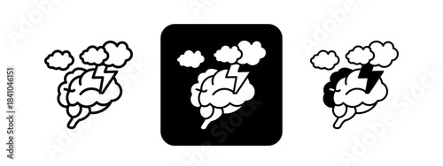 Fog  Solid color and black line drawing vector illustration set