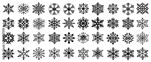 Set of different snowflakes, vector

