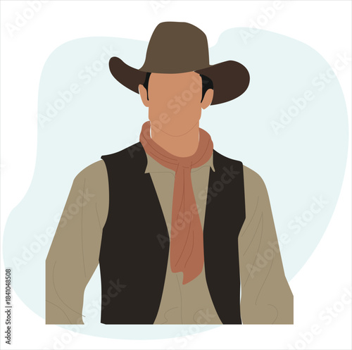 man in a cowboy hat. Man cowboy colorful vintage