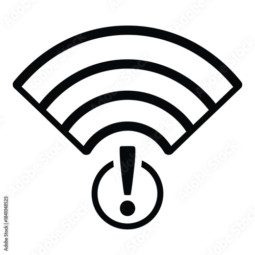 Wireless Signal Alert Icon with Exclamation Mark