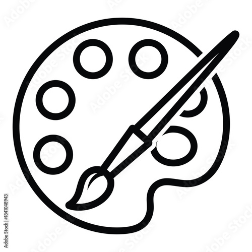 Artistic Paintbrush and Palette Icon for Creative Design