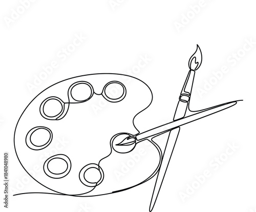 Artistic Tools Palette and Brush for Painting Artwork