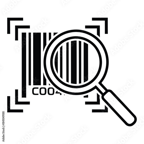 Barcode Scanning Magnifying Glass Icon for Inventory