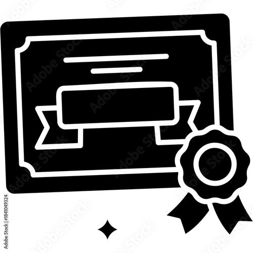 Glyph Solid Professional Certifications Icon
