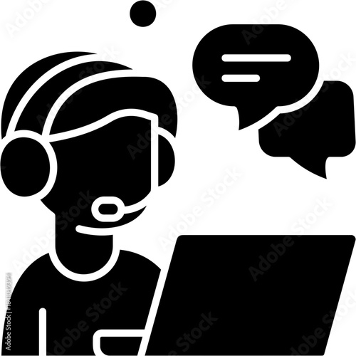 Glyph Solid Customer Service Icon
