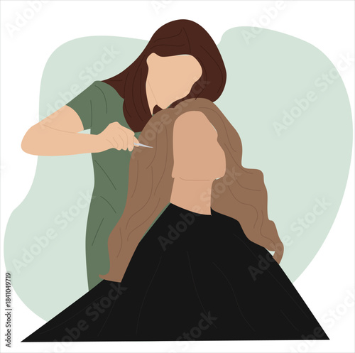 Girl with lice in hair.cutting women's hair at the salon