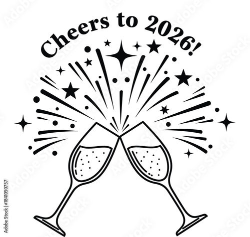 Cheers to 2026 Celebration with Champagne Glasses