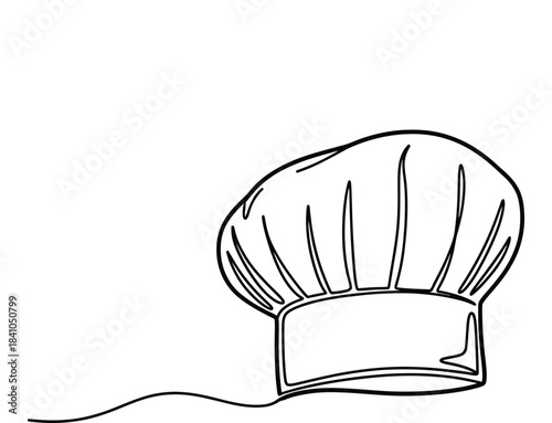 Chef Hat Line Drawing Isolated on Transparent Background