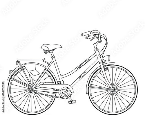 Classic Bicycle Illustration with Spokes and Seat