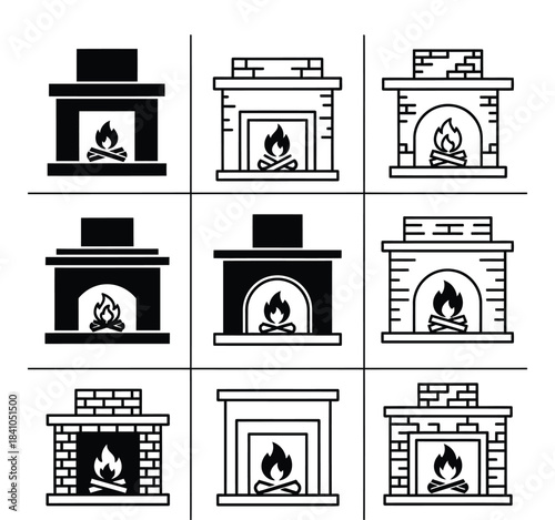 Collection of fireplace designs in various styles and layouts