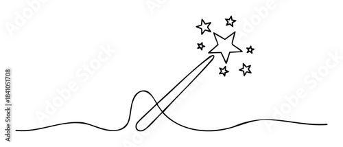 Magical wand with stars sparkling and creating a whimsical swirl of magic, perfect for adding enchantment to celebratory projects and childrens themed content.