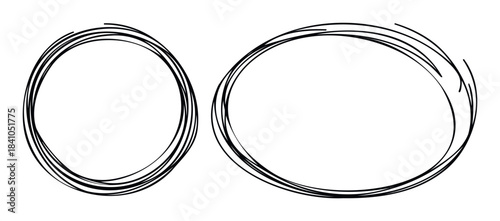 Hand drawn sketchy circles and ovals in black ink, perfect for highlighting text or ideas in presentations and reports.