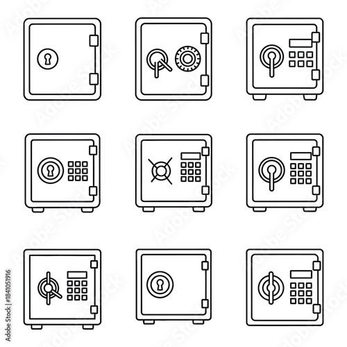 Collection of various safe designs with different locking mechanisms