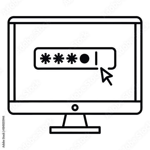 Password Security Login Screen with Hidden Characters and Submit Button Illustration