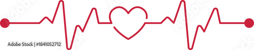 Heart beat icon. Heart beat simple vector icon.Heart beat one line. Continuous lines heart beats drawing.Heart shape with pulse line.Heart and Pulse Trace Icon with Editable Stroke.