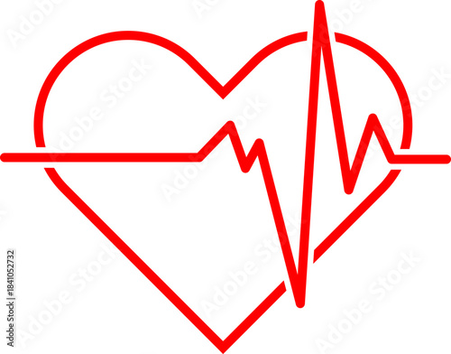 Heart beat icon. Heart beat simple vector icon.Heart beat one line. Continuous lines heart beats drawing.Heart shape with pulse line.Heart and Pulse Trace Icon with Editable Stroke.
