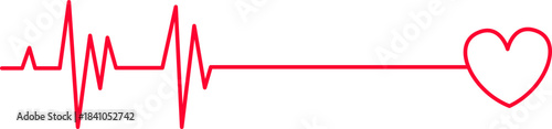 Heart beat icon. Heart beat simple vector icon.Heart beat one line. Continuous lines heart beats drawing.Heart shape with pulse line.Heart and Pulse Trace Icon with Editable Stroke.