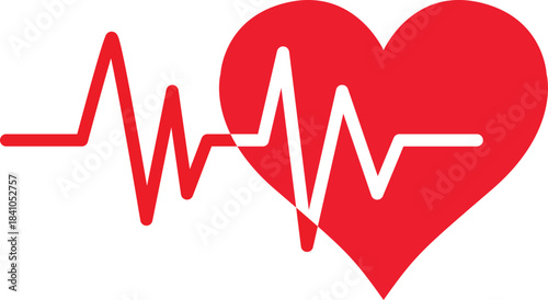 Heart beat icon. Heart beat simple vector icon.Heart beat one line. Continuous lines heart beats drawing.Heart shape with pulse line.Heart and Pulse Trace Icon with Editable Stroke.