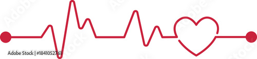 Heart beat icon. Heart beat simple vector icon.Heart beat one line. Continuous lines heart beats drawing.Heart shape with pulse line.Heart and Pulse Trace Icon with Editable Stroke.