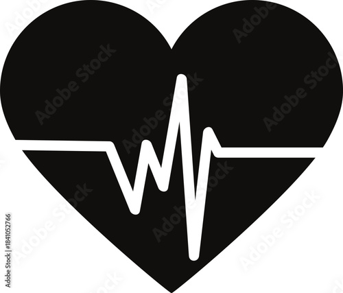 Heart beat icon. Heart beat simple vector icon.Heart beat one line. Continuous lines heart beats drawing.Heart shape with pulse line.Heart and Pulse Trace Icon with Editable Stroke.