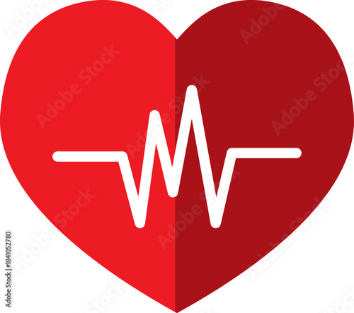 Heart beat icon. Heart beat simple vector icon.Heart beat one line. Continuous lines heart beats drawing.Heart shape with pulse line.Heart and Pulse Trace Icon with Editable Stroke.