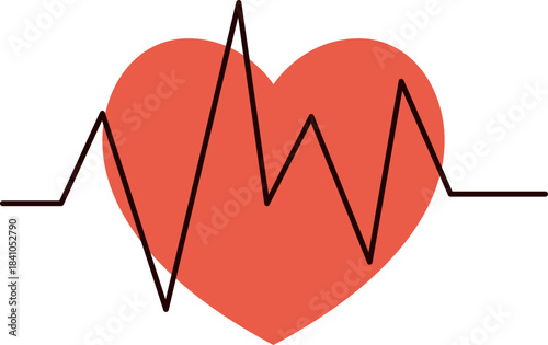 Heart beat icon. Heart beat simple vector icon.Heart beat one line. Continuous lines heart beats drawing.Heart shape with pulse line.Heart and Pulse Trace Icon with Editable Stroke.