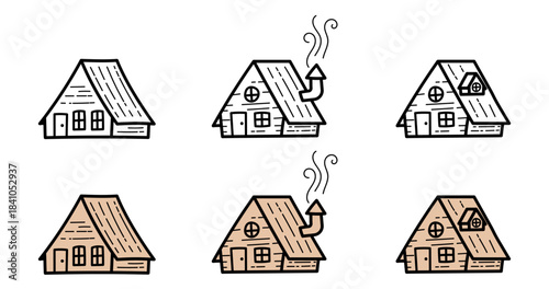 cozy wooden cabin small cabin house doodle hand drawing cute